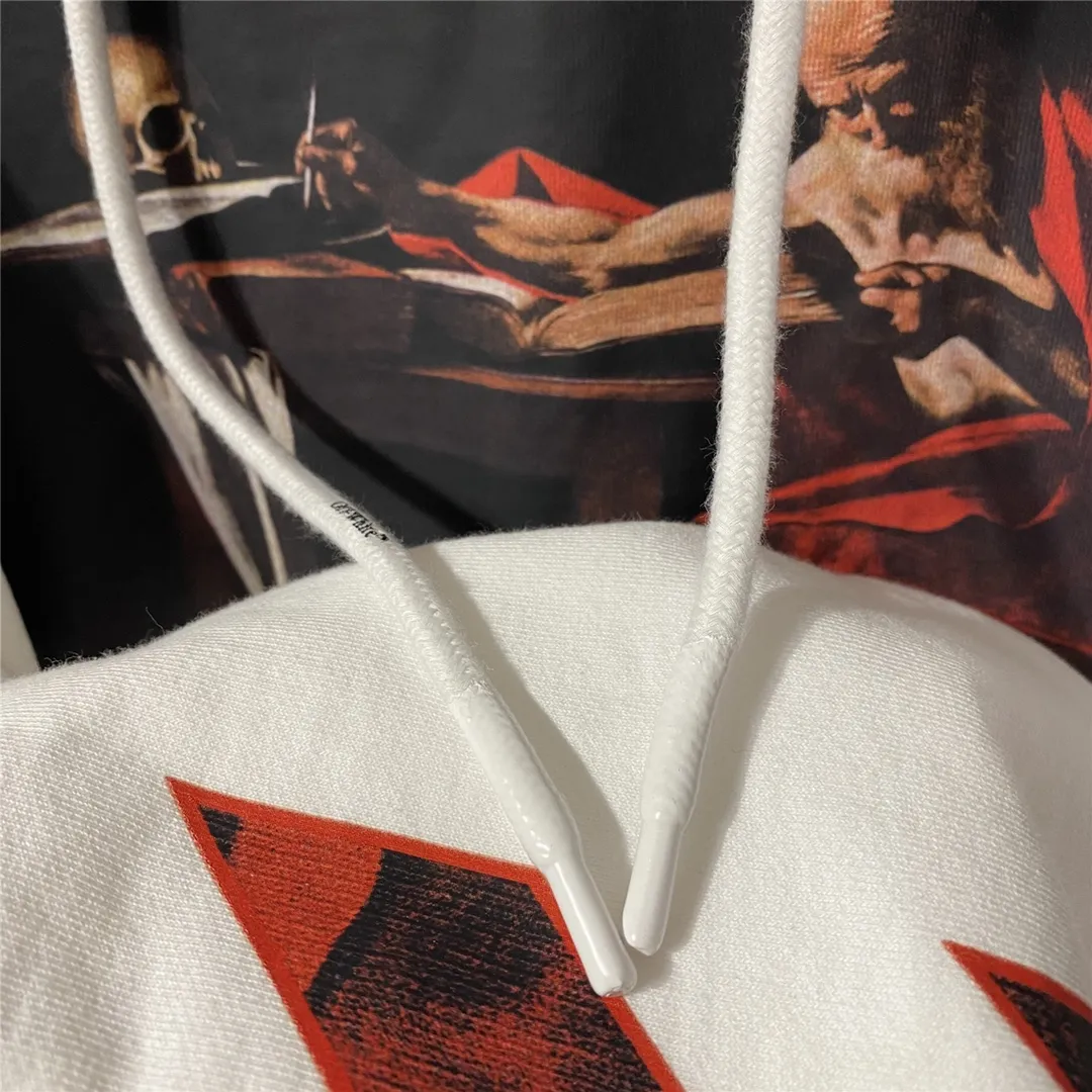 Top tested version OFFWHITE OW Caravaggio Skeleton Old Man Oil Painting for Men and Women Couple Pure Cotton Loose Religious Round Neck Pullover Hoodie Sweatshirt Exclusive version on the market, zp’s sales once hit a new high. Both the front and rear panels are printed using Kornit's digital direct printing process, with 7 colors sprayed and glazed solid film, giving the printing a jelly-like feel. The printing gradient is gentle, the texture is clear, and the color contrast is obvious. The fabric is made of 480g large fish scale pure cotton terry fabric, which is launched in a big way and has full drape. It can be compared with all versions on the market and is synchronized. Brand new 21s collar label, washed, hang tag, all customized. Size chart
